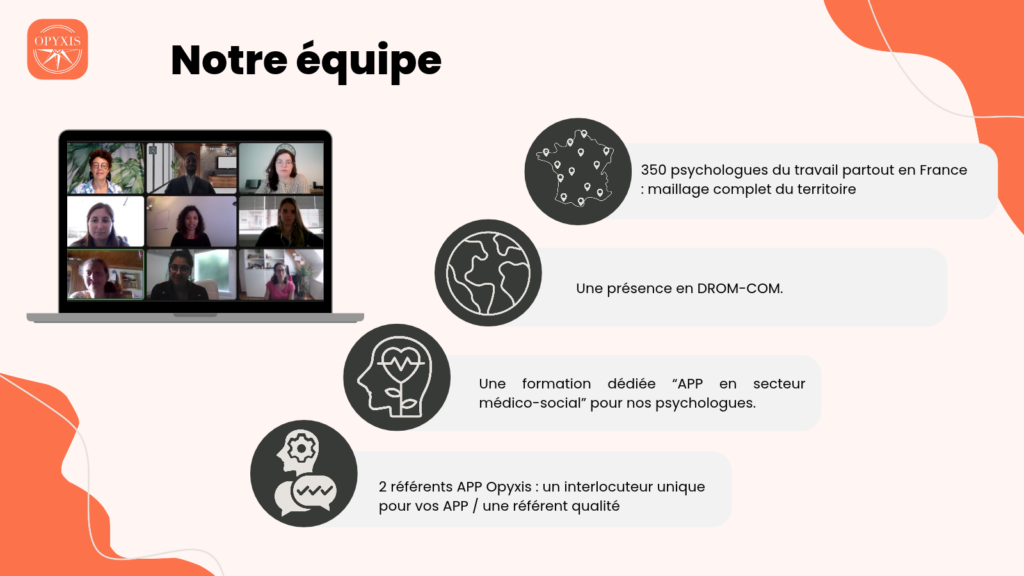 Réseau Opyxis : 350 psychologues du travail partout en France, une présence en DROM-COM, une formation dédiée à l'APP en secteur médico-social et deux référentes APP